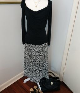 Vintage Black & White Patterned Skirt